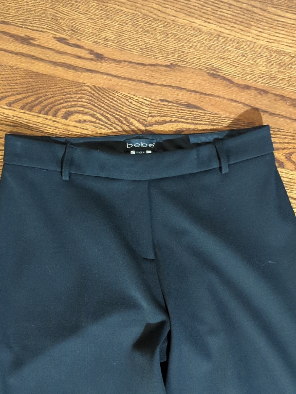 Y2K bebe Black Trousers Wide Legs Sleek Minimalist Bareback Made In USA Sz 8 - Picture 3 of 9